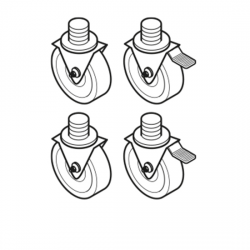 0 x 0 x 0 mm - 4 hjul, 2 med broms